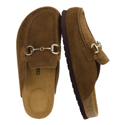 Cliff Suede Clog Mules for Women, Brown 6