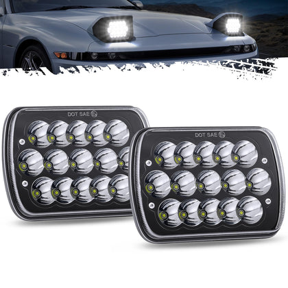 2PCS H6054 LED Headlights 7x6 5x7 Headlamp Anti-glare Hi/Low Sealed Beam Lights Compatible with Cherokee XJ Wrangler