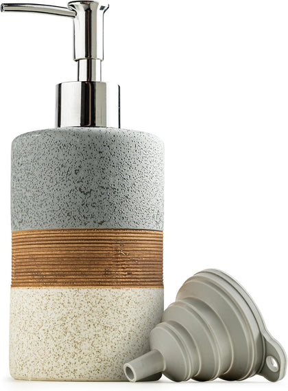 Ceramic Soap Dispenser Set for Hand Soap, Shampoo, Dish Soap, Conditioner, Bathroom & Kitchen, Stainless Steel Pump