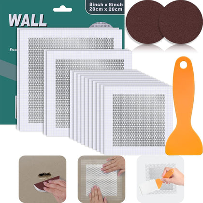 Ranekie 14 Pack Drywall Repairs Patch, 4/6/8 Inch Drywall Repair Kit with Extended Self-Adhesive Mesh,Large Hole