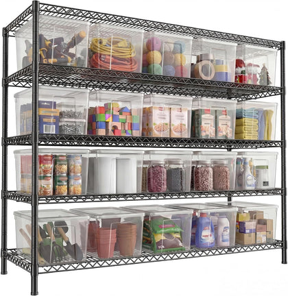 3200LBS Storage Shelves 55.5" W Garage Shelving Heavy Duty 5 Tier Adjustable Wire Shelving Unit Metal Shelving for