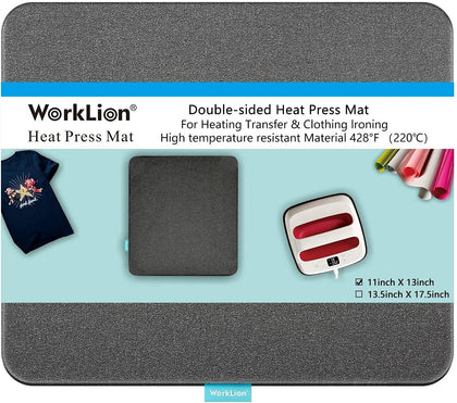 Heat Press Mat 11"x13": Double-Sided Heat-Resistant Materials Protective Resistant Mat Compatible with Cricut