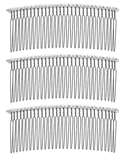 30 Teeth Ribbon-wrapped Veil Combs, 1.8" Extra Long Teeth Bridal Hair Comb for Long Wedding Veils, Sturdy Metal Wire