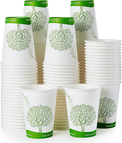 240 Count 12 oz Compostable Paper Cup, Disposable Paper Coffee Cup