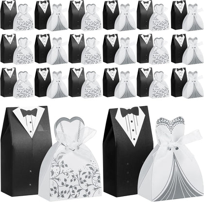 100 Pcs Wedding Party Favor Boxes for Guests, Dress Tuxedo, Stylish