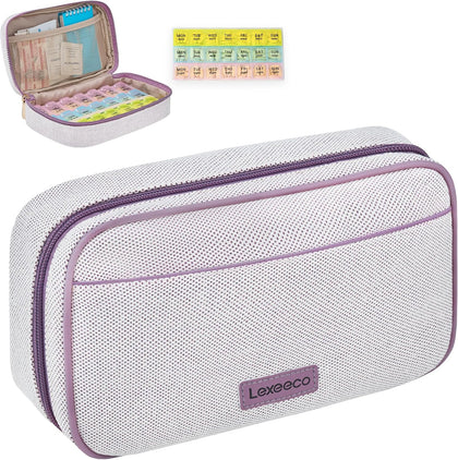 Weekly Travel Pill Organizer 3 Times A Day Pill Case for Purse with Removable 7 Day Pill Box Holder,Cute Medication