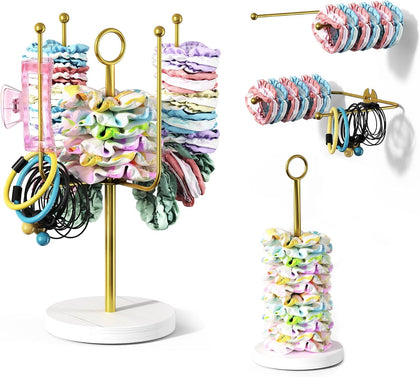Scrunchie Holder for Desktop, Claw Clip Organizer, Hair Tie Organizer, Gold | Wall Mounted Headband Holder for Women