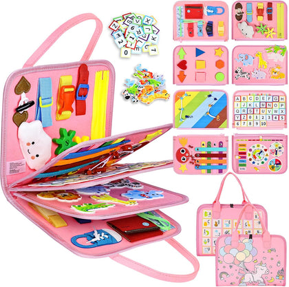 Busy Board Montessori Toys for Girls, Sensory Book Educational Activities for Learning Fine Motor Skills, Birthday