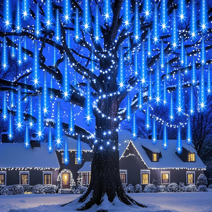 Christmas Lights Outdoor UL Certified 24 Tubes 576 LEDs (Equivalent to 3 Sets of 8 Tubes) Meteor Shower Light Falling