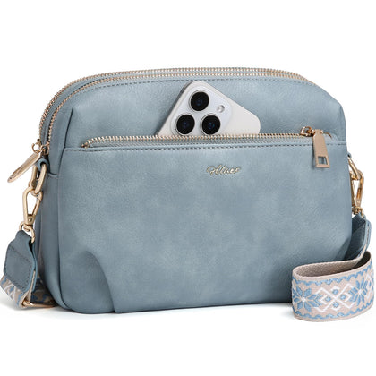 Crossbody Bag for Women Leather Purse Anti Theft Multi Pockets Wide Adjustable Strap Shoulder Handbag RFID Blocking