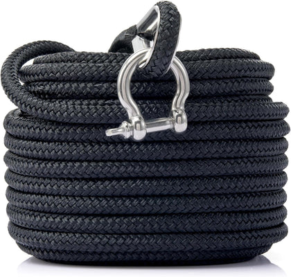 RainierSupplyCo Boat Anchor Rope - Double Braided Marine Rope Anchor Line - 50 ft x 1/4 Inch Nylon Boating Line with
