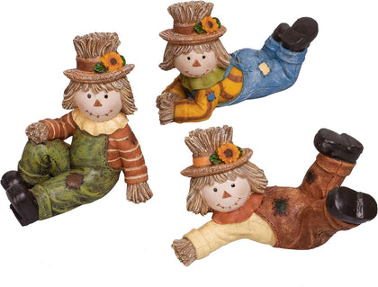Scarecrow Fall Decorations for Home, 3 Pcs Fall Decor for Table Indoor Outdoor, Resin Thanksgiving Decorations Garden