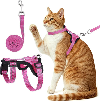 Cat Harness and Leash Set Escape Proof Kitten Kitty Puppy Vest Pink