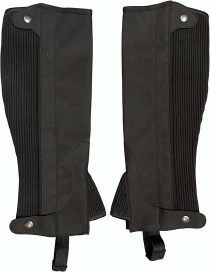 Half Chaps Black Amara Equestrian English Riding Unisex Adult Half Chap Premium Synthetic Amara Leather