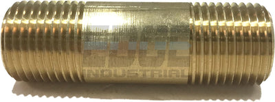 Brass Nipple 1/2" X 1/2", 2-1/2" Length, Male NPT MNPT Fuel/AIR/Water/Oil/Gas WOG (Qty 01)