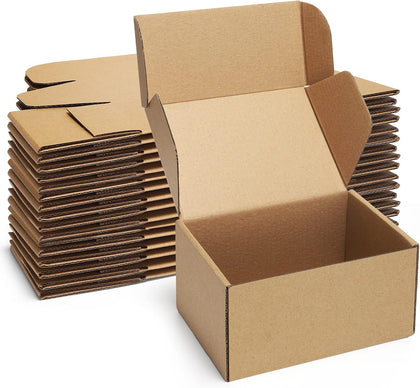 Shipping Boxes 6x4x3 inches Small Mailing Boxes 25 Pack Brown Cardboard Corrugated Box Mailers