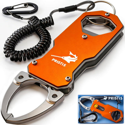 Pocket Fish Lip Gripper, Small Mouth Grabber with Coiled Lanyard | Lightweight Aluminum Mini Grab Grip Tool Tackle
