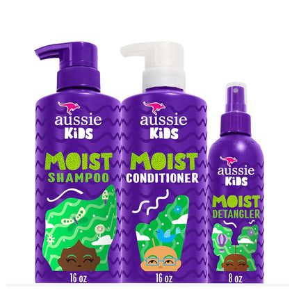 Kids Hair Care Bundle Set Including: Shampoo (16 Fl Oz), Conditioner (16 Fl Oz) & Detangler Spray (8 Fl Oz), Paraben