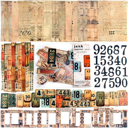 Vintage Scrapbook Kit, 90 Sheets Retro Tag Labels Collection, Scrapbooking Stickers and Decorative Papers Collage