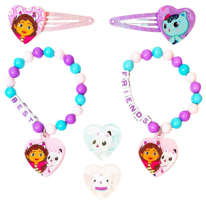 Gabby's Dollhouse Girls BFF 6 Piece Toy Jewelry Box Set with 2 Rings, 2 Bead Bracelets and Snap Hair Clips Ages 3+