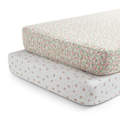 Fitted Crib Sheets for Girls and Boys - Crib Sheet for Standard Crib and Toddler Mattresses - 28x52 Inch (Pack of 2)
