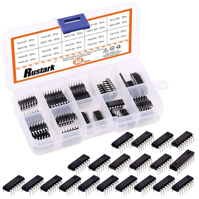 40Pcs 20 Types 74HCxx and 74LSxx Series Logic IC Assortment Kit, High-Speed Low-Power Integrated Circuit Chip with Store Case