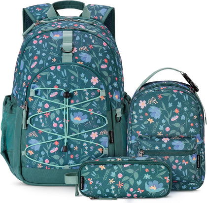 Girls School Backpack Set, Mint Girls Backpack and Lunch Box Set 3 PCS (18 Inch Backpacks