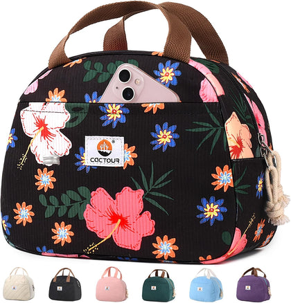 Lunch Box for Women Girls Teens,Cute Lunch Box Cooler Bag, Portable Insulated Small Lunch Bag Women Reusable Corduroy