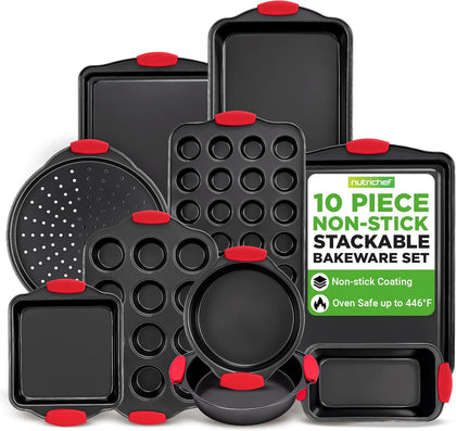 10-Piece Nonstick Kitchen Oven Baking Pans - Premium & Stylish Non-Stick Carbon Steel - Commercial Grade Restaurant