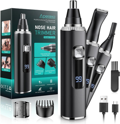 Nose Hair Trimmer for Men and Women, Type-C Rechargeable Precision Groomer with Double-Edged Blades, Painless & IPX7