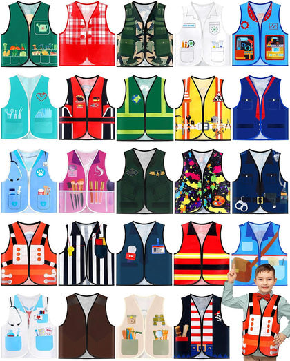 24 Pcs Kids Community Helper Dress Up Vest Career Cosplay Cloth Toddlers Occupation Pretend Play Costume
