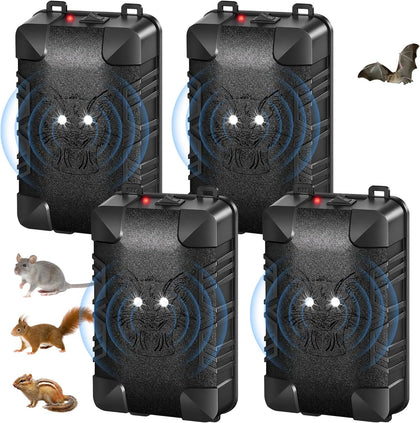2026 Ultrasonic Pest Rodent Squirrels Repellent for Car Engines, 4 Pack | Mouse Repellent with Plug-in & Battery