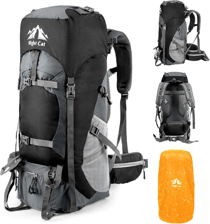 Hiking Backpacks 70L Camping Backpacking Packs for Men Women Lightweight Outdoor for Mountaineering Traveling, No