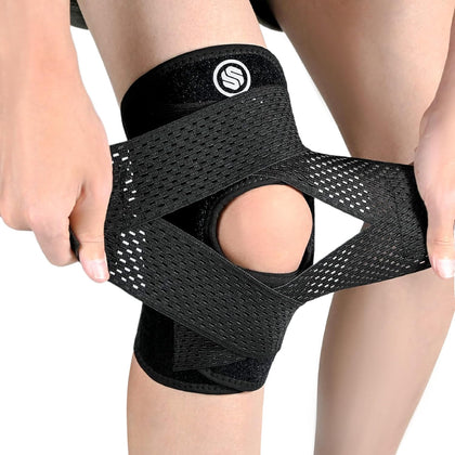 Knee Brace with Side Stabilizers for Knee Pain, Adjustable Knee Support for Meniscus Tear ACL MCL Arthritis Injury