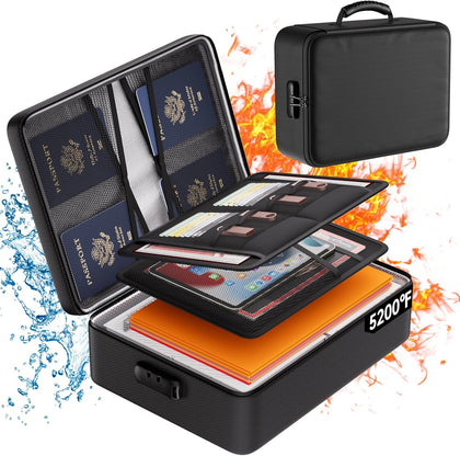 5200°F Document Organizer with Lock, Upgraded Heat Insulated Fireproof&Water-Resistant Box 8 Layers File Organizer