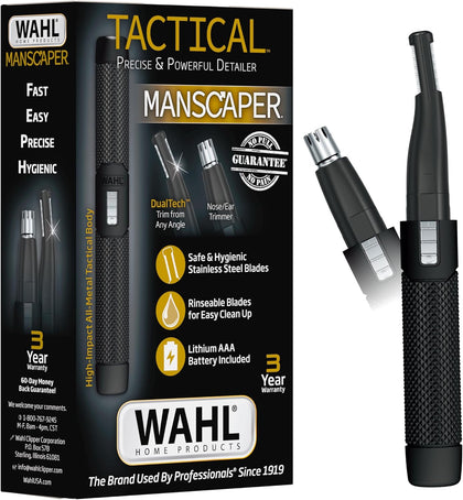Manscaper 2-in-1 Lithium Battery Eyebrow & Nose Hair Trimmer for Men