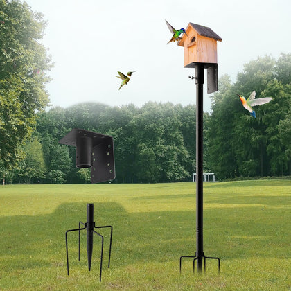 Bird House Pole 79in Heavy Duty Stand for Feeders Houses | Universal Top Plate,Rustproof Coating,5-Prong