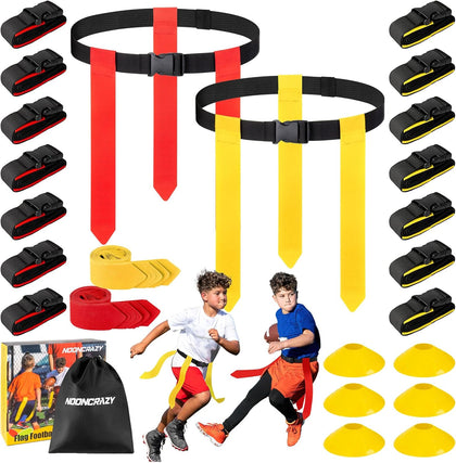 Flag Football Belts, 14 Player Flag Football Set for Kids, Youth, Adult | Adjustable Flag Football for Waist 22-43"