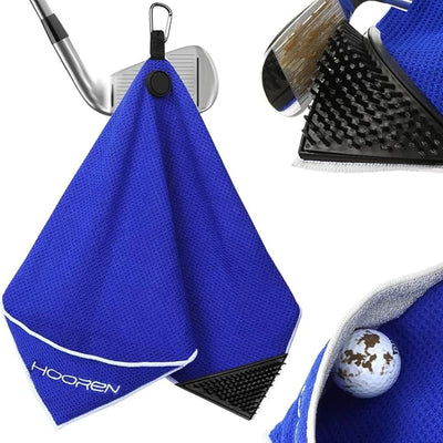 Magnetic Golf Towel, 4-in-1 Golf Club Cleaning Kit with Groove Cleaner Brush & Storage Pocket, 3-Stage Waffle