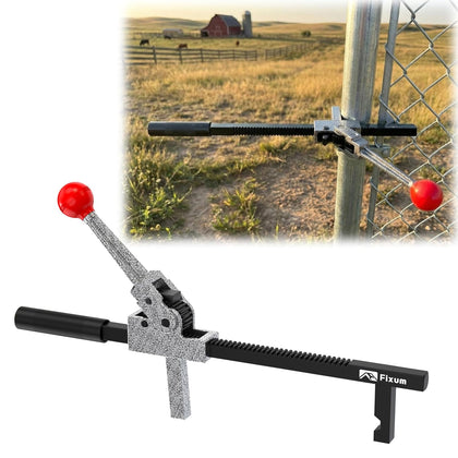 Chain Link Fence Stretcher Tool, Ratcheting Wire Fence Tightener & Puller for Woven Wire Fence, 3″–12″ Tension Range