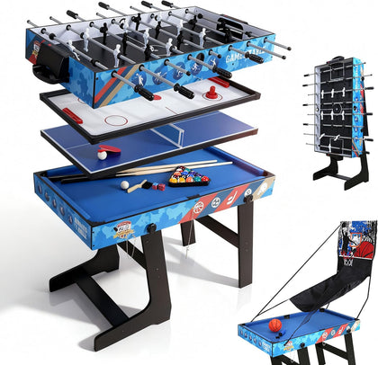 5 in 1 Multi Combo Game Table,Folding Multi Game Combination Table Set with Soccer Foosball Table,Pool Table,Hockey