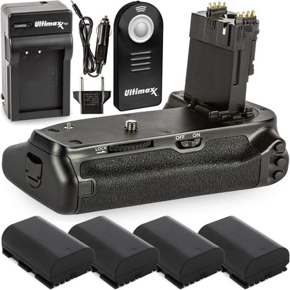 Battery Grip Replacement for BG-E21 for Canon EOS 6D Mark II DSLR Camera with Deluxe Accessory Bundle – Includes: 4X