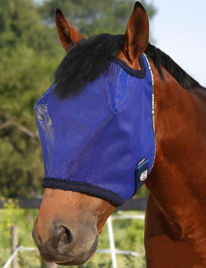 All-Round Mesh Horse Fly Mask UV Protective with Fleece-Padded Edging Deep Navy L