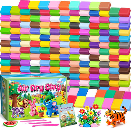 Air Dry Clay 192 Colors, Modeling Magic Clay Gift for Kids | Clay Set, 5 Sculpting Tools, Arts Crafts Gift