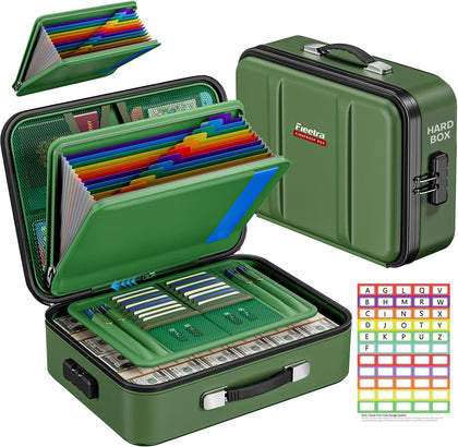 Fireproof Document Box with Lock, Hard Case Safe Box Water Resistant Document Organizer for Important Documents