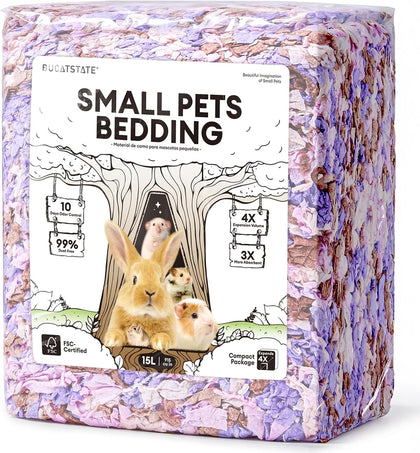 Hamster Bedding 15L, 99% Dust-Free Paper Bedding, Wildflower | Vibrant Color Paper Bedding, Compactly Packed to