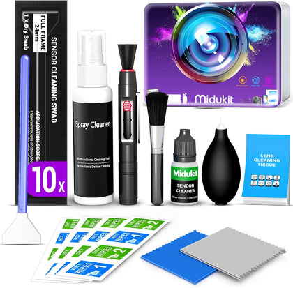 Updated Camera Lens Cleaning Kit, Camera Sensor Cleaning Kit Full Frame 10x | Sensor Cleaning Kit with 10x Sensor