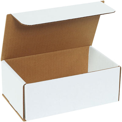 BFM853 Corrugated Cardboard Mailers, 8 x 5 x 3 Inches, Tuck Top One-Piece, Die-Cut Shipping Cartons, Medium White