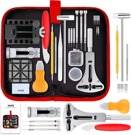 151 PCS Professional Watch Repair Tool Kit, Includes Watch Battery Change Kit, Watch Case Opener, Link Remover