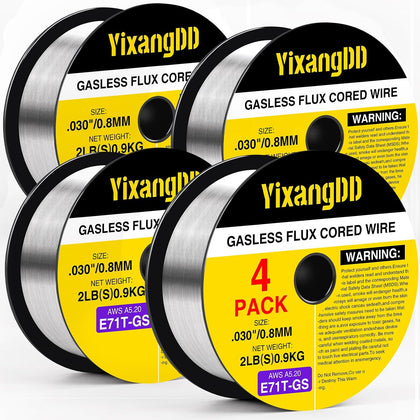 4 Pack 030 Flux Core Welding Wire, E71T-GS Mig Welding Wire | Gasless Mild Carbon Steel Mig Welding Wire, 2 Lb Flux